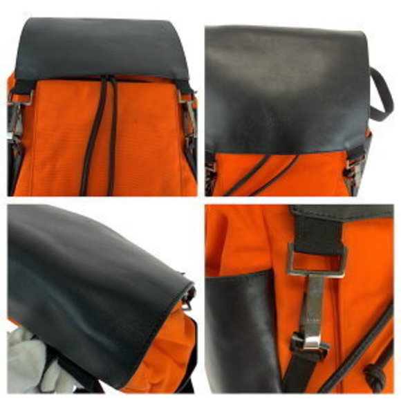GUCCI Orange Black Nylon Leather Rucksack Backpack - Picture 5 of 9